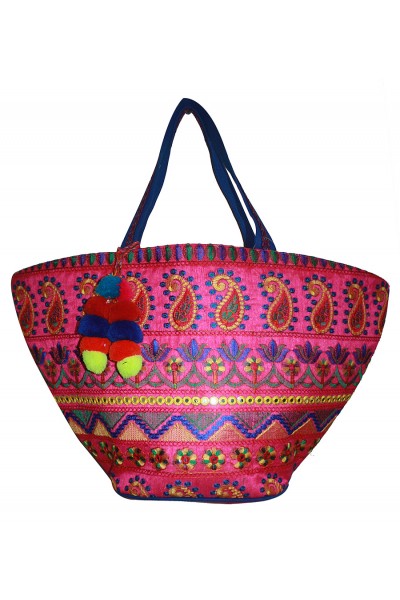 Embellished bucket bag